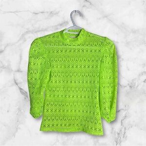 Neon Green Lace Top - Sheer Statement Piece